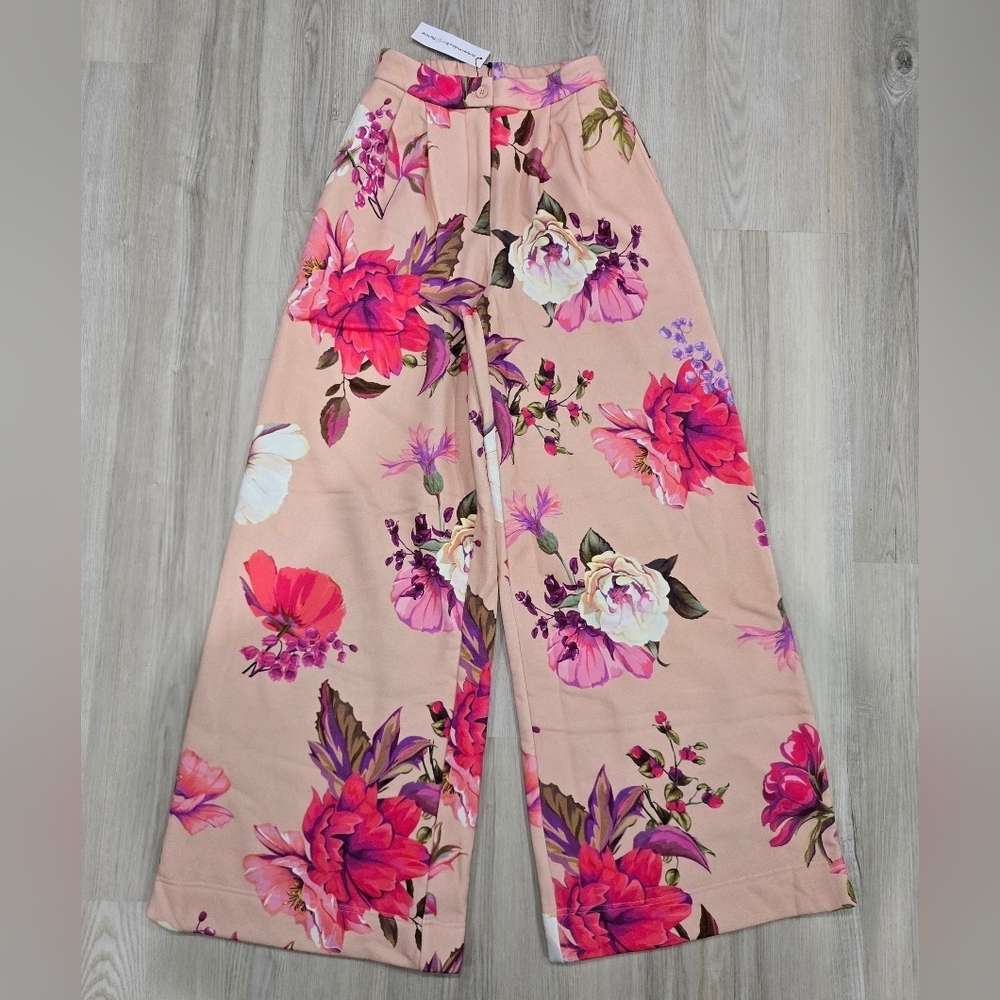 HFR x The Drop Women's Floral Print Wide Leg Fleece Pant by @nicholelynel XS NWT - Picture 3 of 8